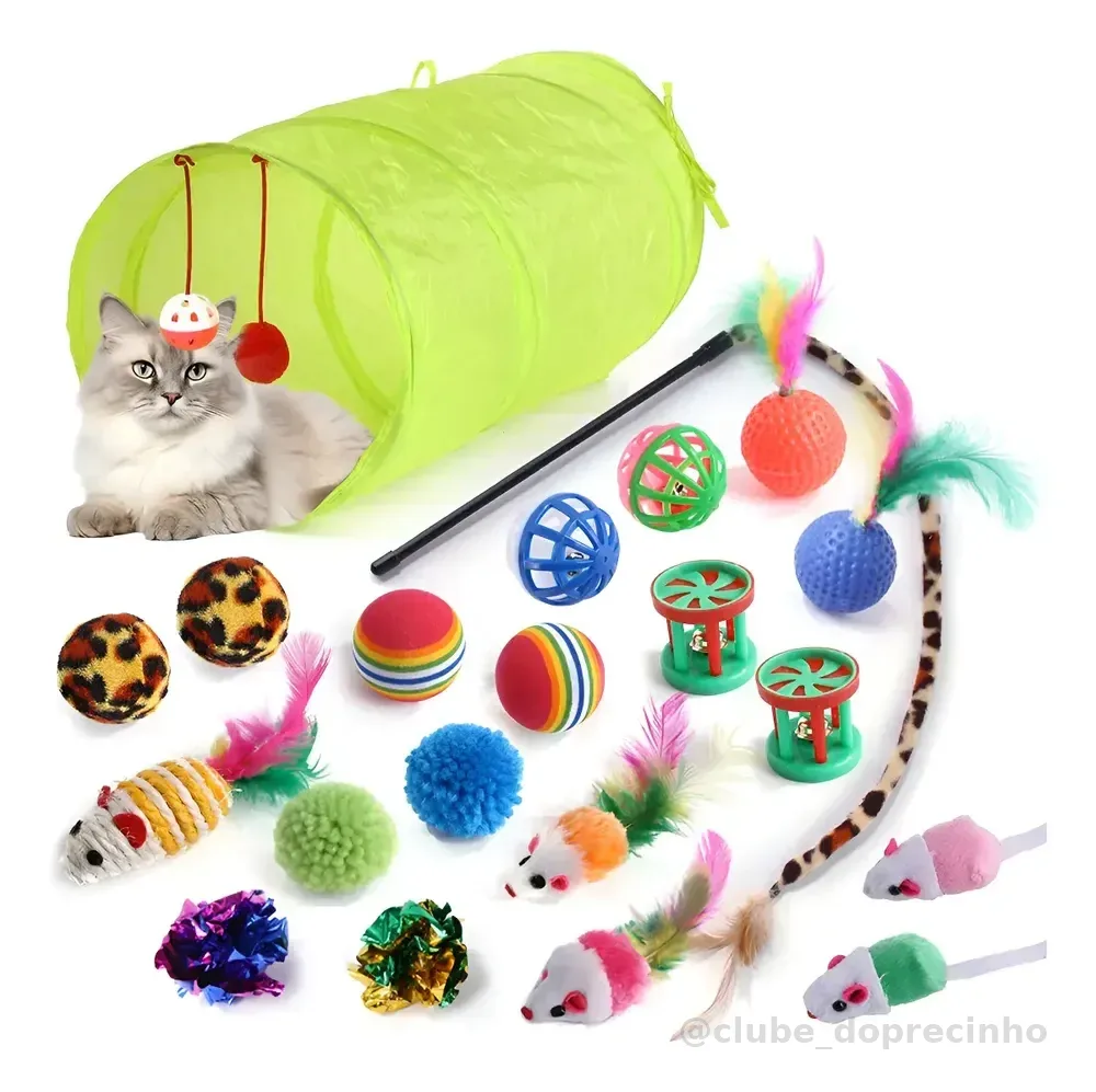 Kit Auxom 21 Brinquedos Interativos Para Gato Varinha Verde-limão