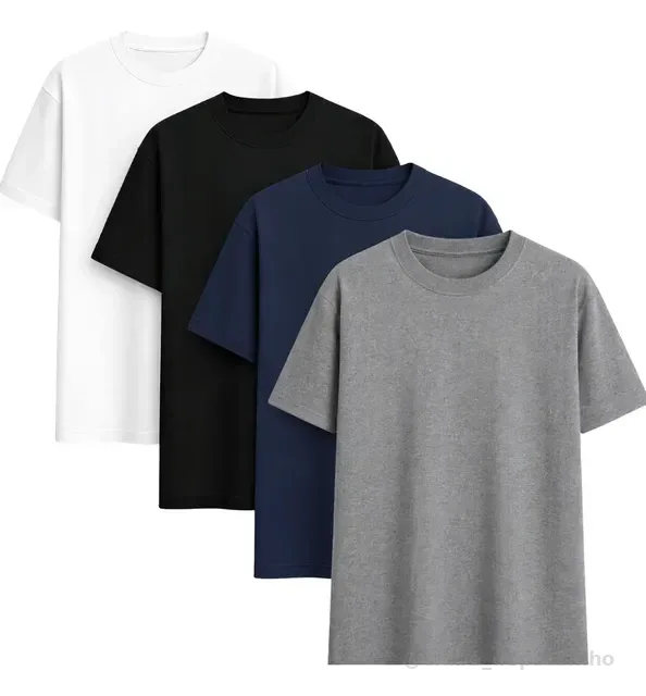 Kit 4 Camisas Camiseta Básica Lisa 100% Algodão Premium 30.1