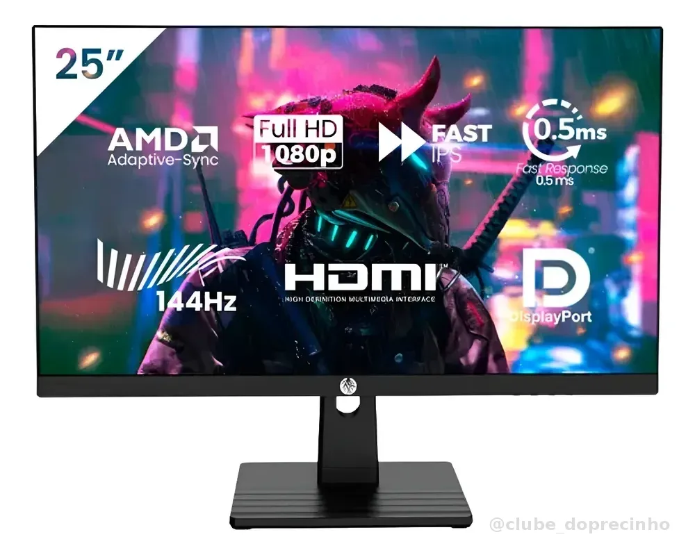 Monitor Gamer Haiz 25'' Ips Fhd 144hz 0.5ms Hdmi Dp Vesa Preto 127/220v