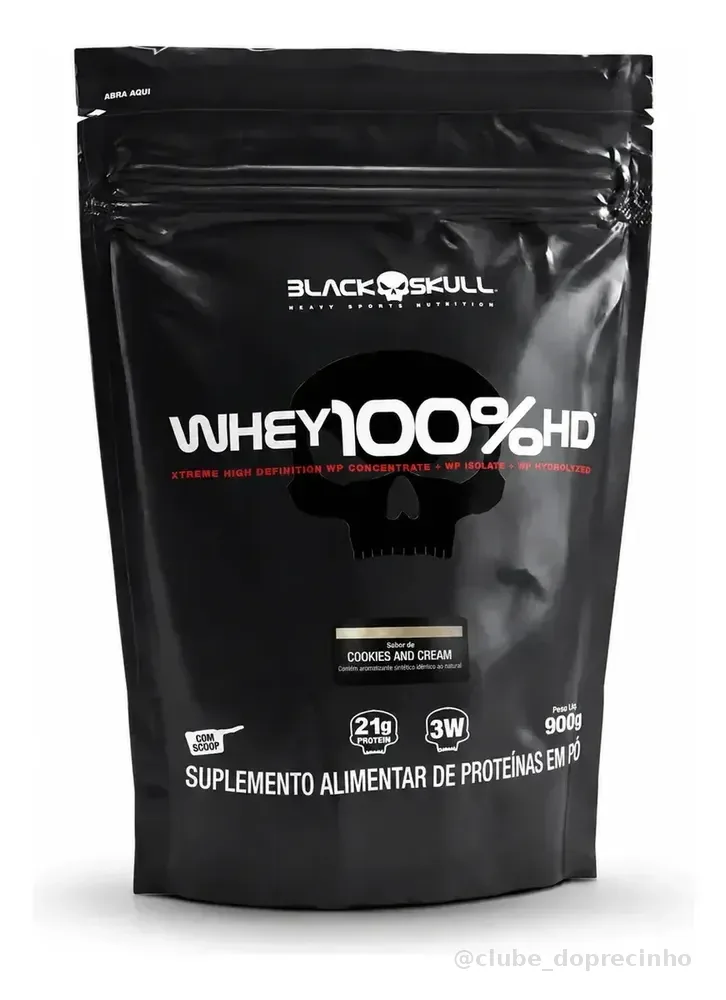 Whey 100% HD Black Skull Refil 900g Cookies