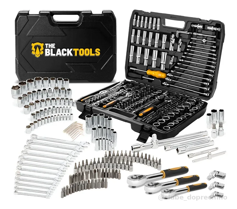 Jogo Soquetes Catracas Ferramentas Kit Chave 216 Peças Completa Oficina Master Maleta Tkf216 The Black Tools