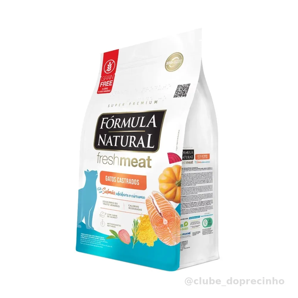 Ração Fórmula Natural Fresh Meat Gatos Castrados Sabor Salmão 10,1kg Adimax