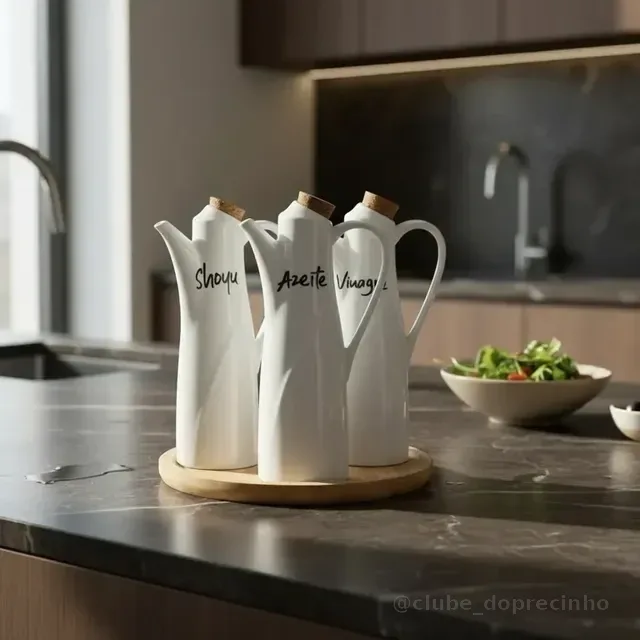 Kit Galheteiro De Porcelana Branca Granfine 4 Peças 250ml