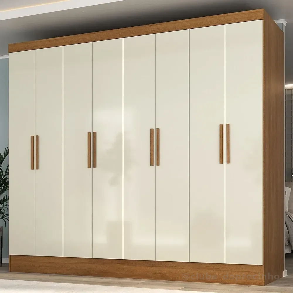 Guarda Roupa Casal 8 Portas 4 Gavetas Jatobá Yescasa Cinamomo/off White