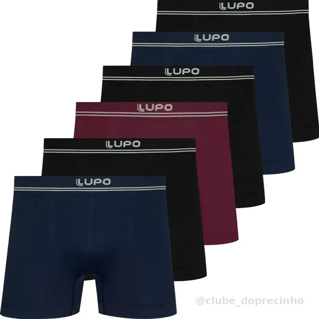 Kit 6 Cuecas Boxer Lupo Sem Costura Box Microfibra Original