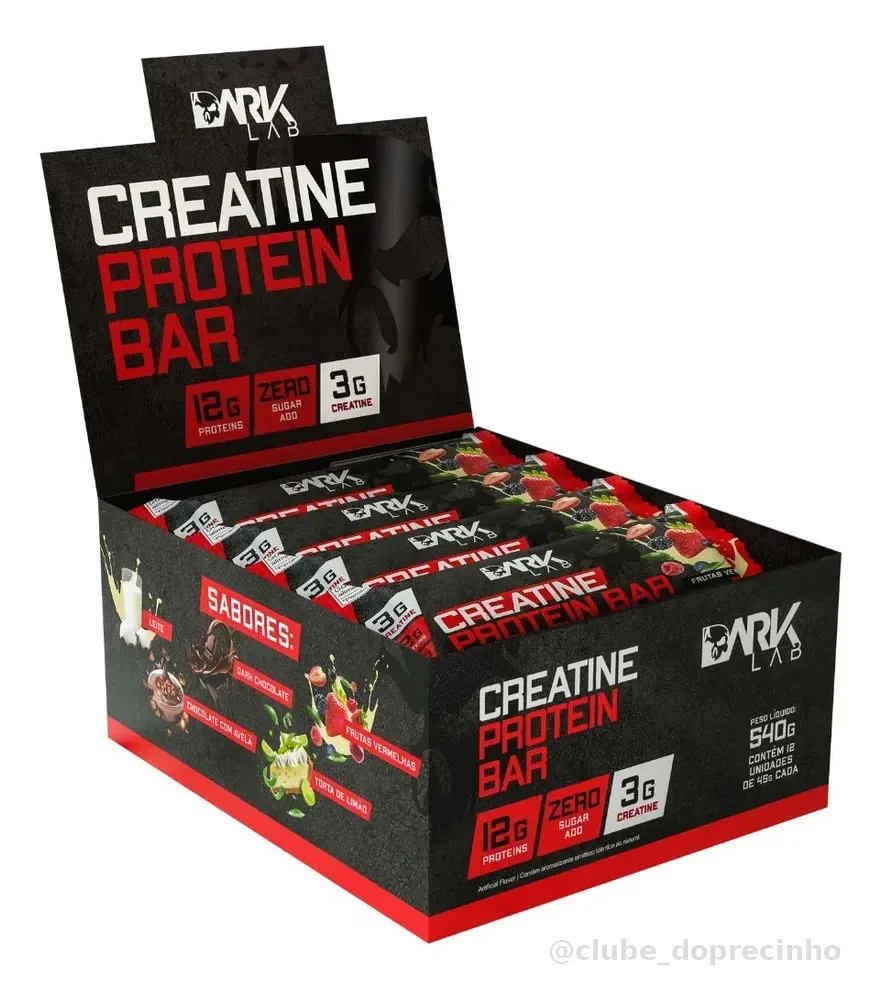 Creatine Protein Bar 12 Un 45g Dark Lab Sabor Frutas vermelhas