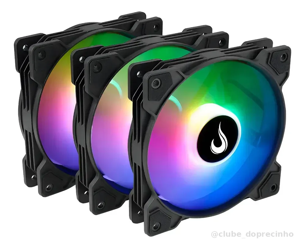 Kit 3 Ventoinhas Rise Mode X ARGB 120mm Preto