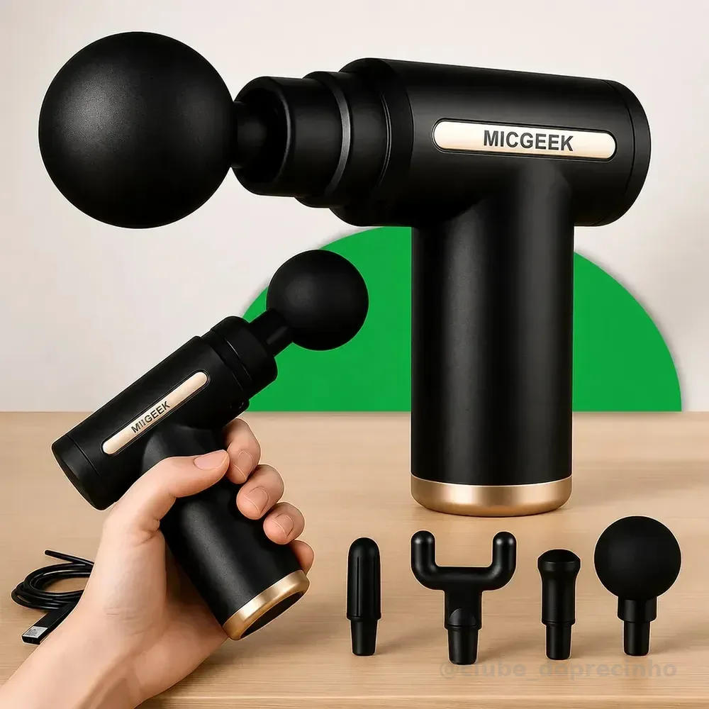 Massageador Pistola Elétrica Profissional Muscular Portátil Aparelho Fisioterapia Corporal, 6 Velocidades 4 Cabeças De Massagem - Micgeek 127/220v Variado
