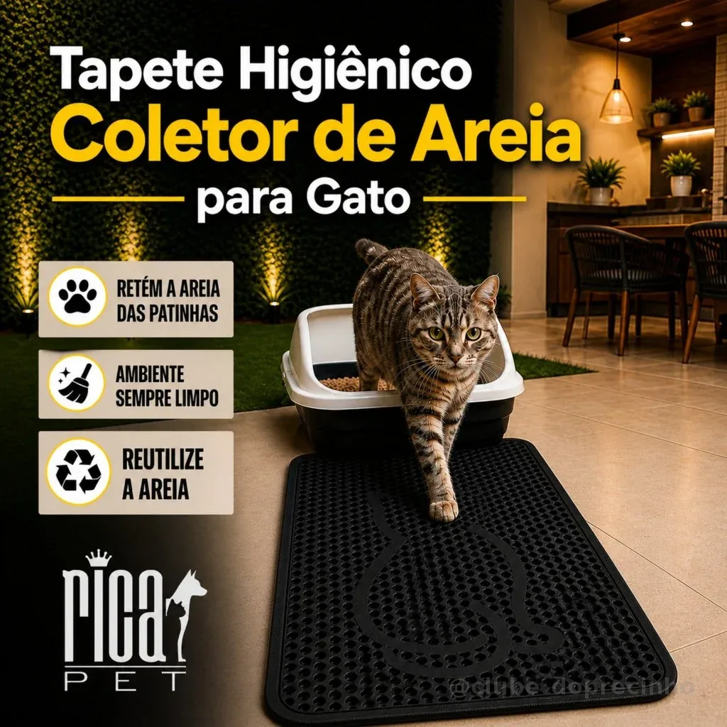 Tapete Higiênico P/gatos Anti Sujeira Coletor De Areia Ricapet