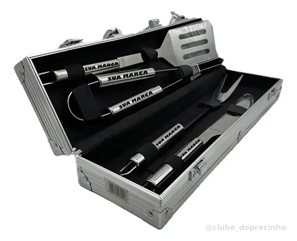 Kit Churrasco 4 Peças Premium + Maleta Inox Personalizado