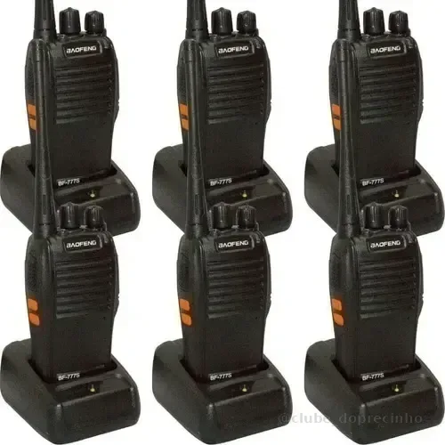 Conjunto De 6 Rádios Comunicador Baofeng 777 S Melhor Marca Bandas De Freqüência 16 Cor Preto