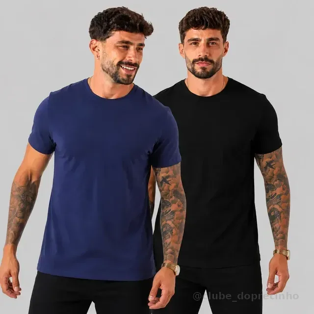 Kit 2 Camiseta Masculina Malha Peruana Premium