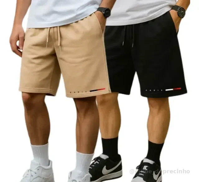 Kit 02 Bermuda Casual Short Moletom Maculina Academia Treino