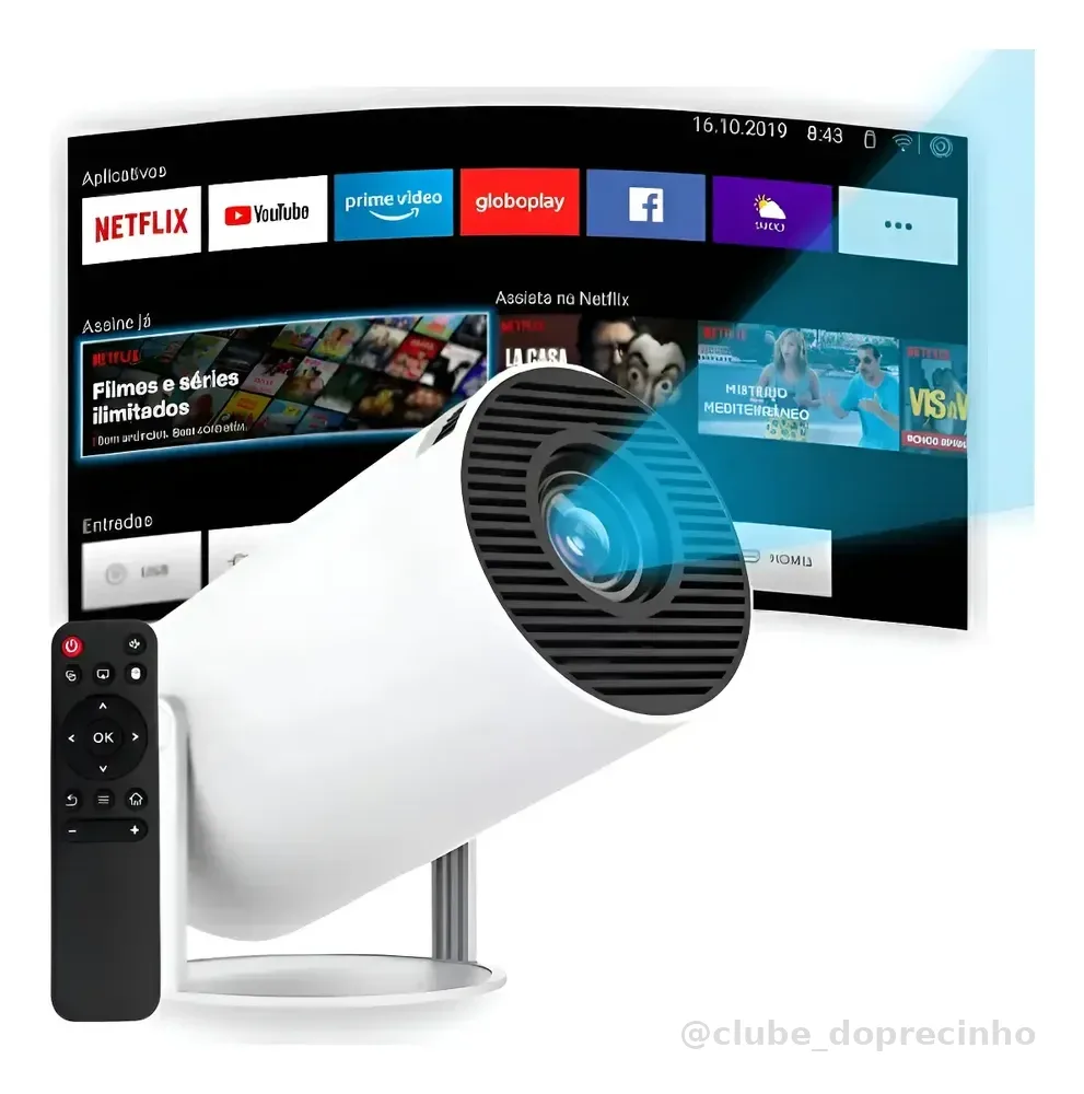 Projetor Portátil 4k Hd Android 11.0 Smart Wifi 5g Bluetooth Branco 127/220v