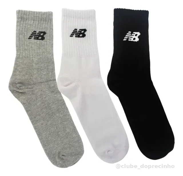 Kit 3 Meias New Balance Cano Longo 39 Ao 42 Unissex Conforto