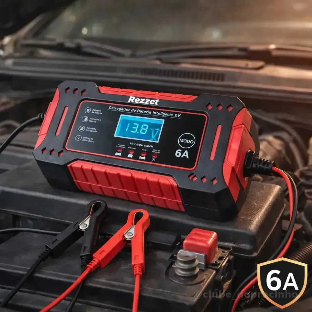 Carregador De Bateria Automotiva Portátil 12v 4ah-100ah 6a Carro Moto Caminhão Automático