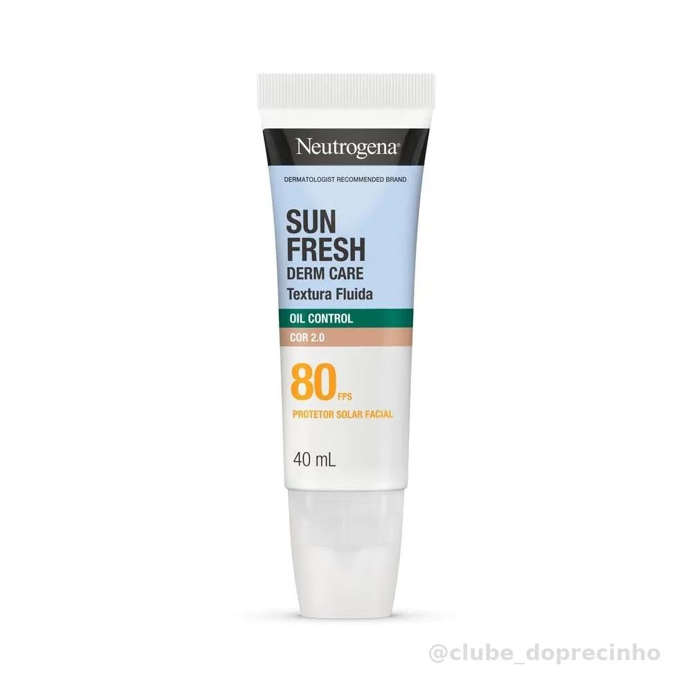 Neutrogena Sun Fresh Derm Care Oil Control Fluido, Cor 2.0, FPS 80, 40mL