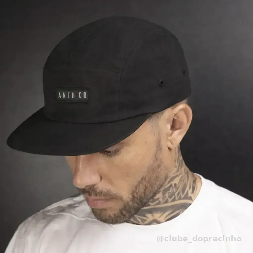 Boné Aba Reta Five Panel Evasecret Water Strapback Impermeavel Preta