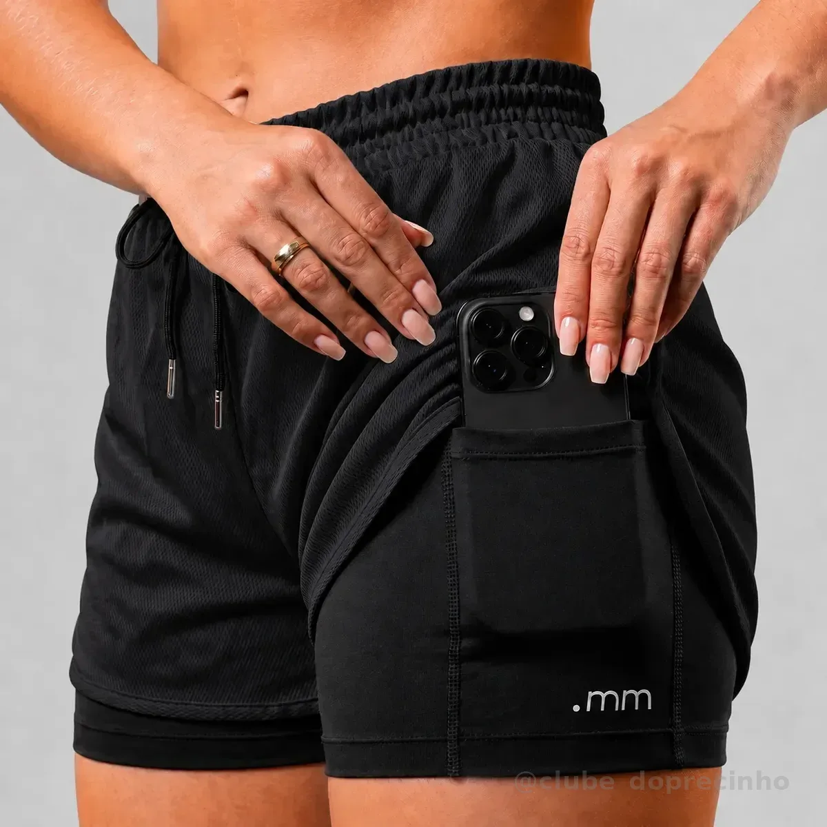 Short Fitnes Duplo 2 1 Bermuda Compressão Academia Feminino