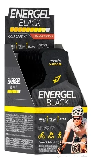 Energel Black 10 Sachês Gel Energético - Bodyaction Sabor Laranja Com Acerola