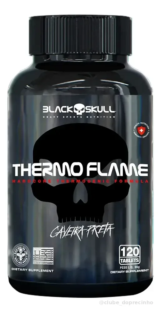 Termogênico em cápsula Black Skull Thermoflame em pote de 96g 120 caps Sem sabor
