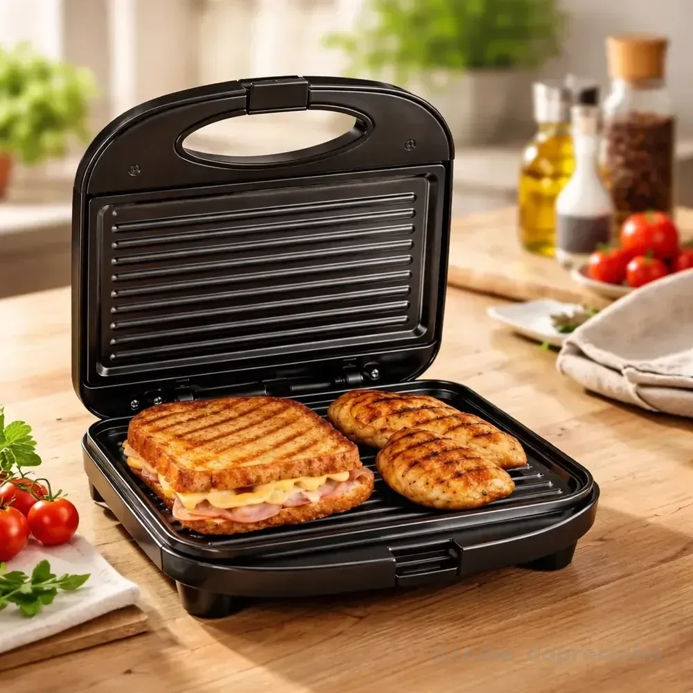 Sanduicheira Elétrica Antiaderente Grill 750w Preto 110/220v Preto 220v