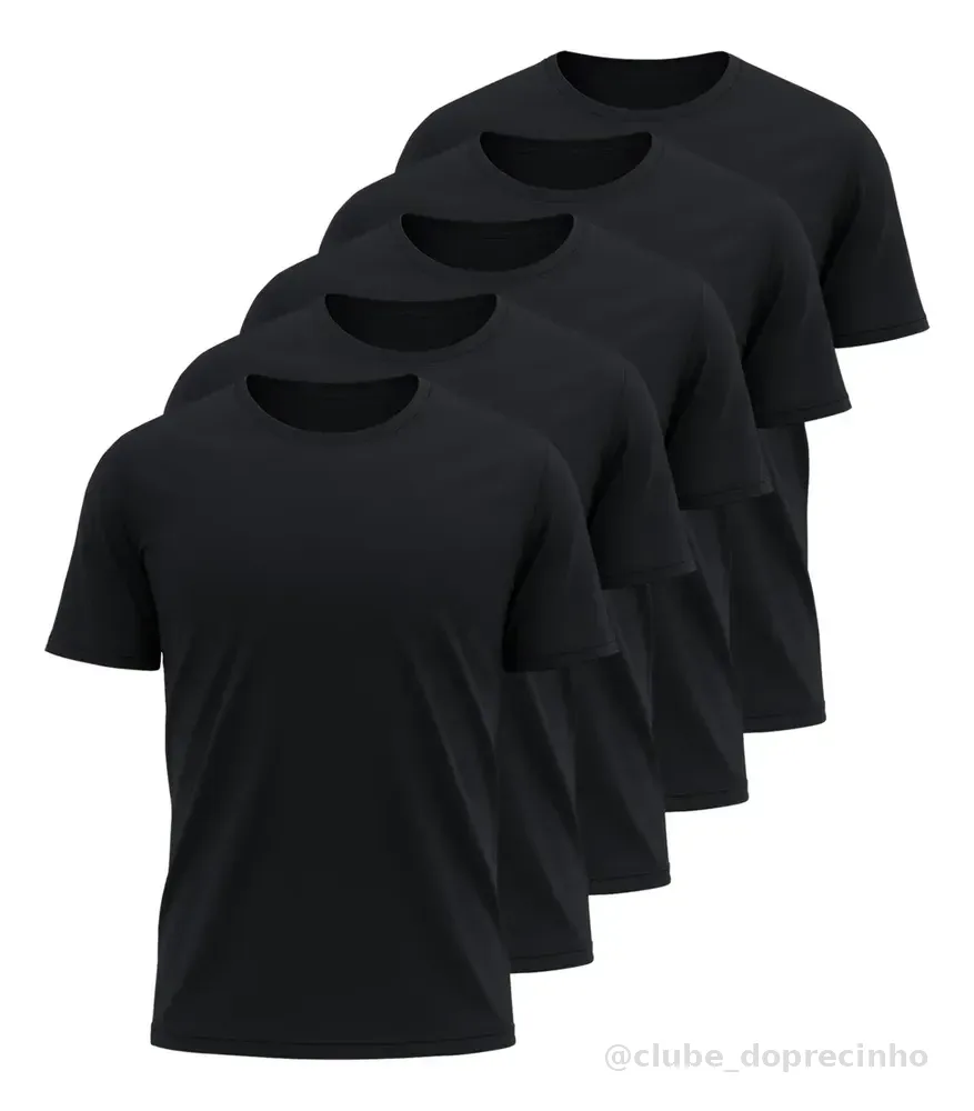 Kit 5 Camisetas Básicas Masculina Dry Fit Lisa Tradicional  Preto M