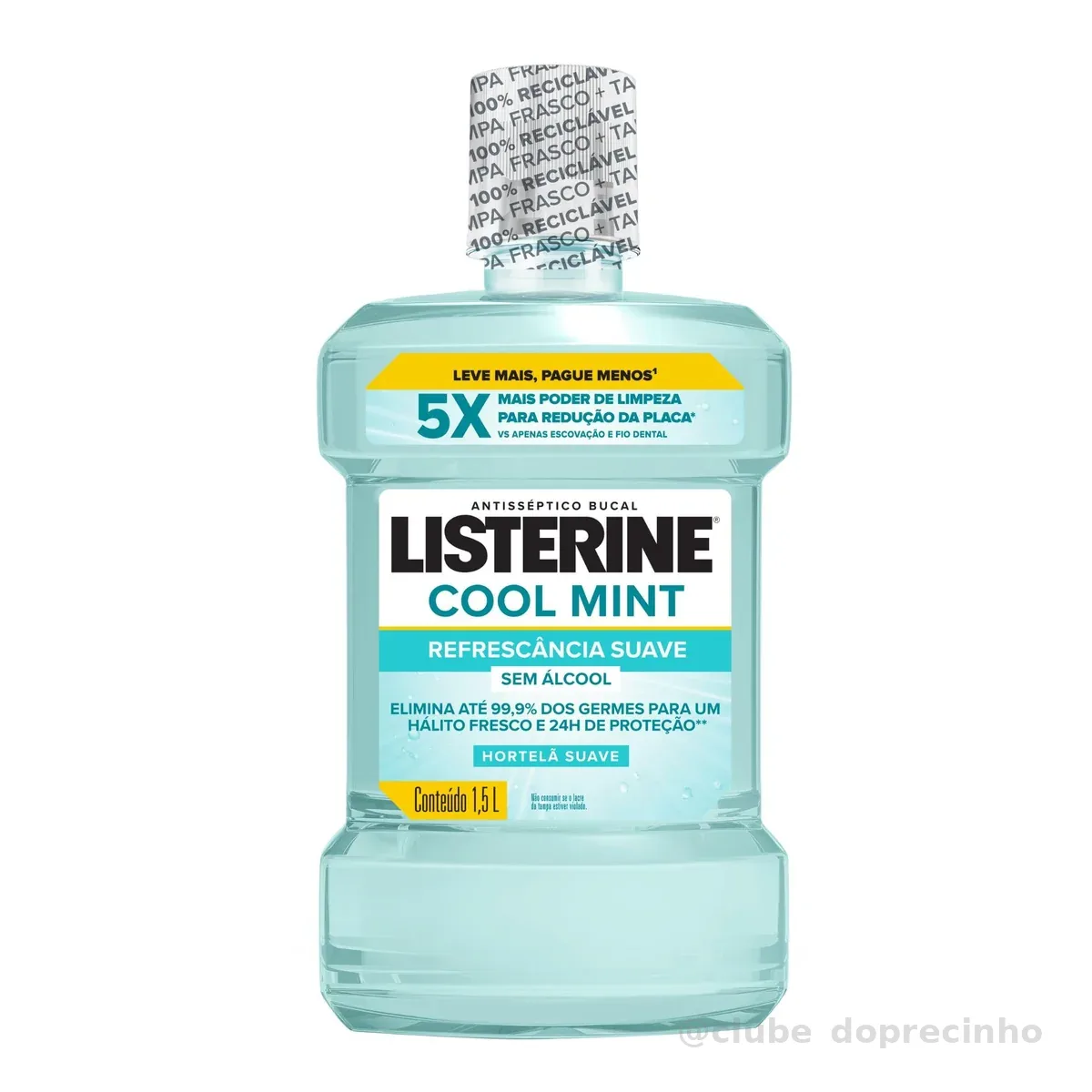 Listerine Cool Mint Enxaguante Bucal Sem Álcool, 1,5l