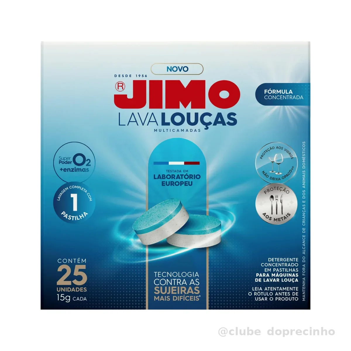 JIMO Lava Louça Multicamadas Detergente Concentrado para Máquinas de Lavar Louças Desengordurante Mais Brilho e Proteção às Louças 25 pastilhas