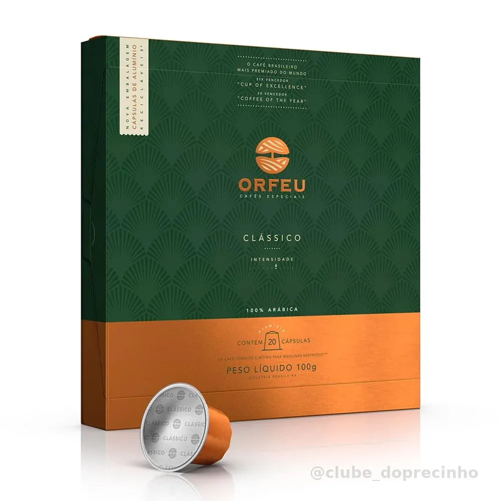 Cápsulas de Café Clássico Orfeu, Compatível com Nespresso, Contém 20 Cápsulas