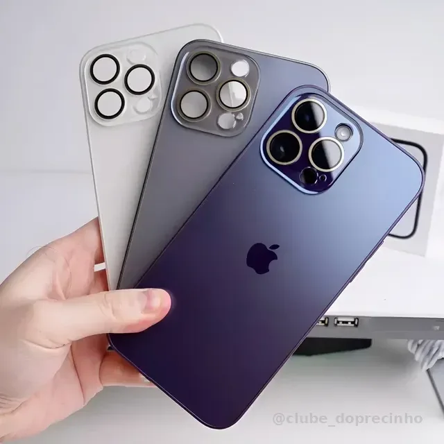 Capa Case Glass Luxo Premium Fosca Cromada P/ iPhone 11 A 16