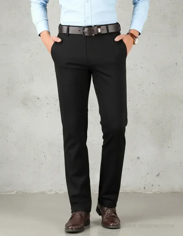 Calça Social Masculina Oxford Tradicional Cores Variadas Preto 48