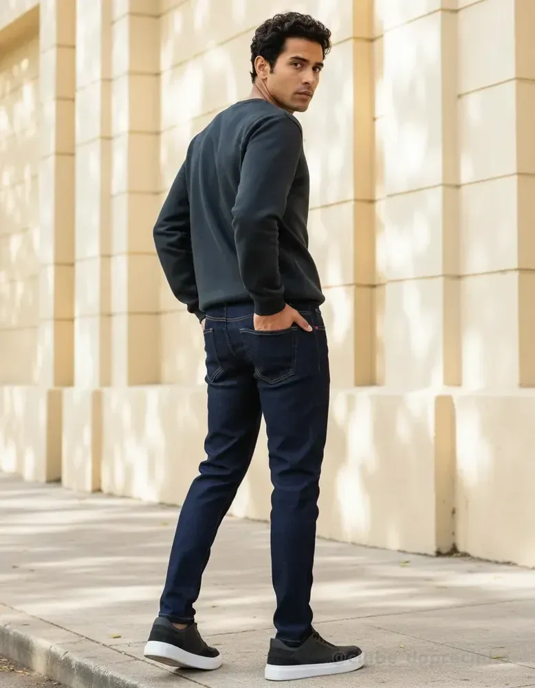 Calça Jeans Masculina Básica Polo Wear Jeans Escuro Slim 38