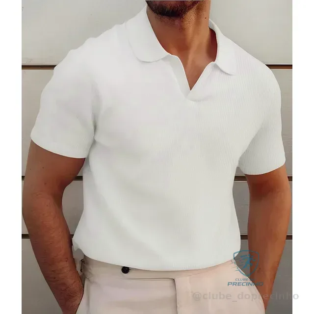 Polo Sem Botao Masculina Minimalista Com Tecido Texturizado