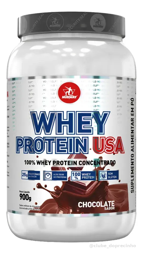 Whey Protein Usa 100% Concentrado 900g Midway Chocolate