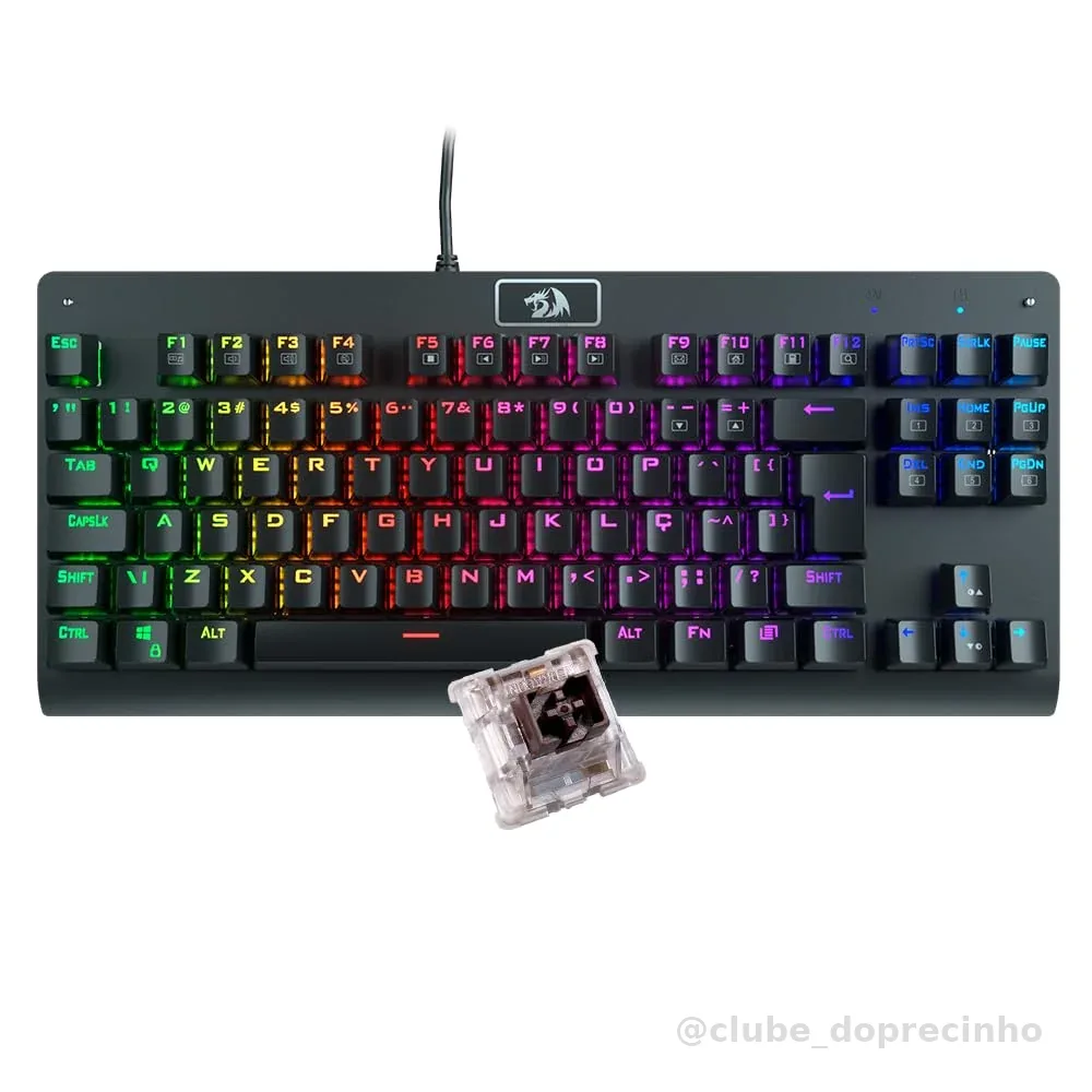 Teclado Mecânico Gamer Redragon Dark Avenger K568-2 Rgb Switch Brown Com Fio