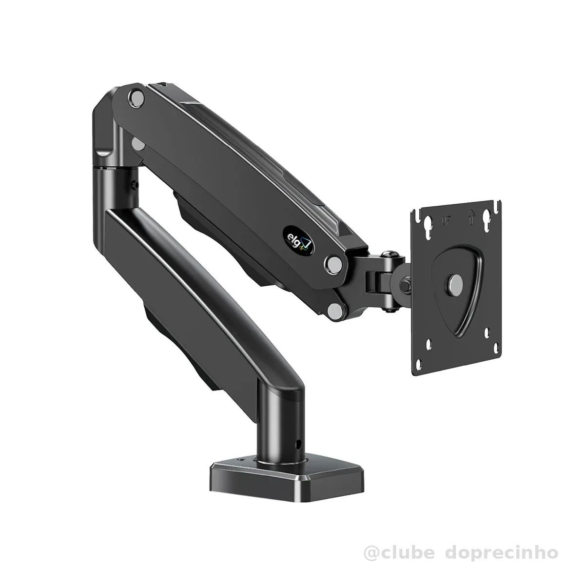ELG, F80N, Suporte Articulado de Mesa, Pistão a Gás, Design Compacto e Retrátil, Ergonômico, Monitores 17'' a 35'', 2kg a 9kg, Preto