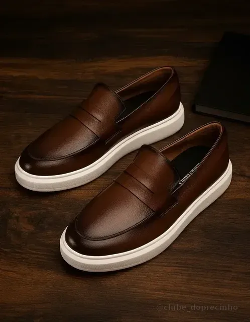 Sapato Loafer Masculino Mocassim Couro Casual Comfort Luxo