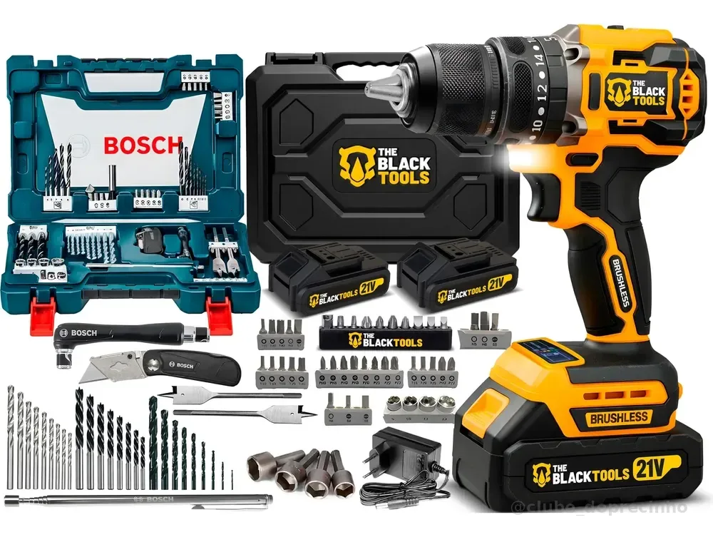Parafusadeira Furadeira Impacto Brushless + Kit Bosch 68 Pçs Amarelo E Preto 127/220v 60hz