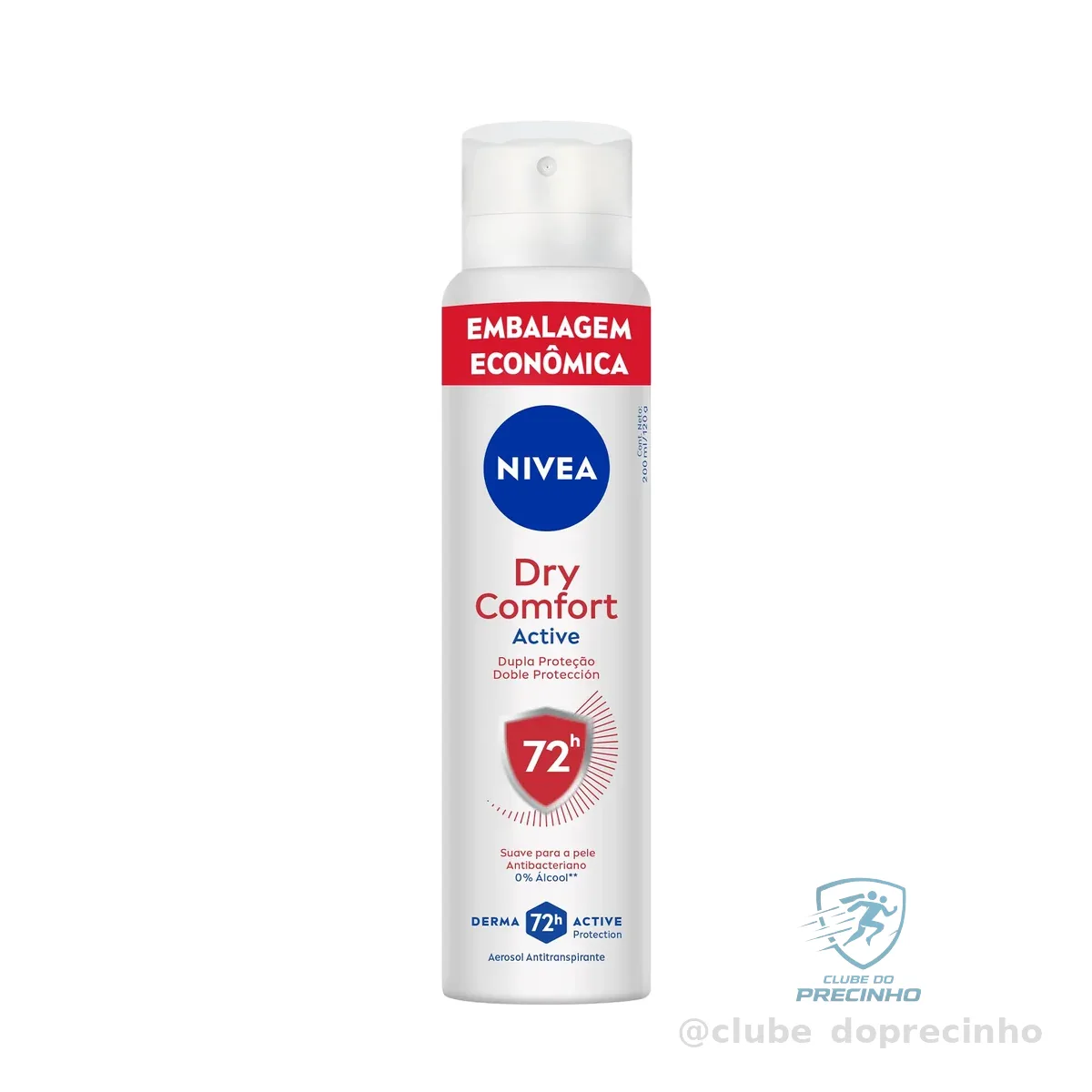 NIVEA Desodorante Antitranspirante Aerossol Dry Comfort 200ml, Proteção 72h, Contra Suor e Mau Odor, Dupla Proteção, Antibacteriano