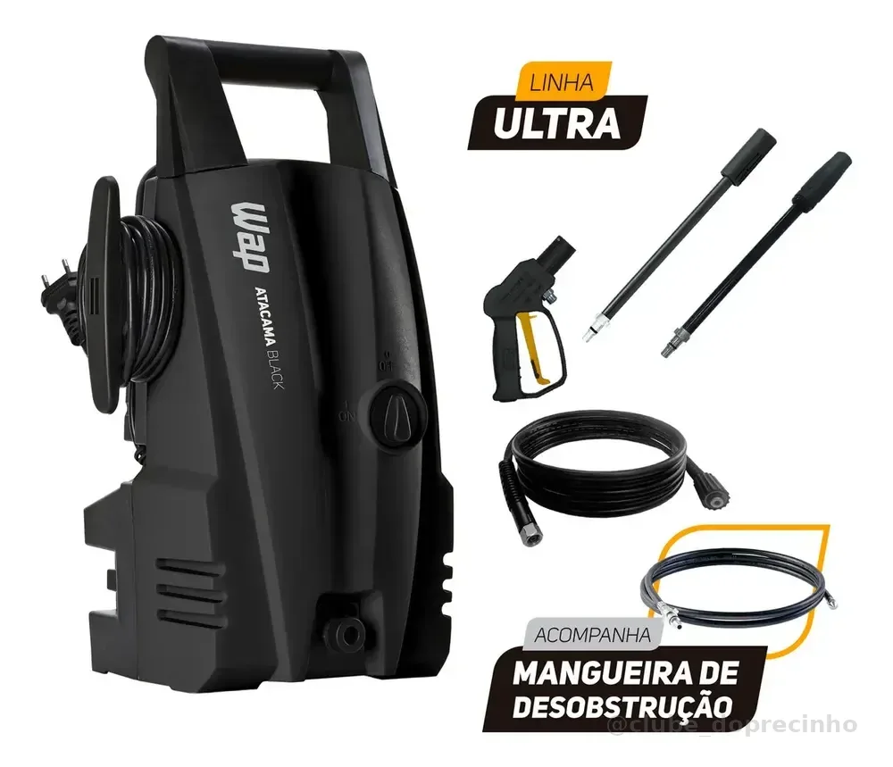 Desobstruidora e Lavadora de Alta Pressão Compacta WAP Atacama Black Ultra 1400W 1500 PSI 220V