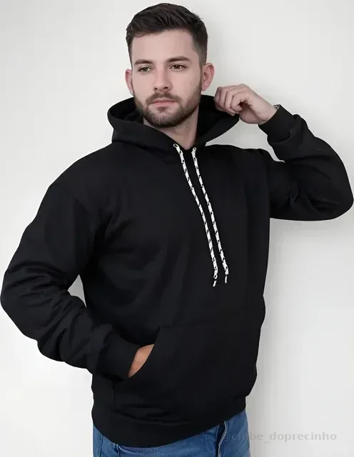 Moletom Canguru Algodão Unissex Blusa De Frio Flanelado Liso