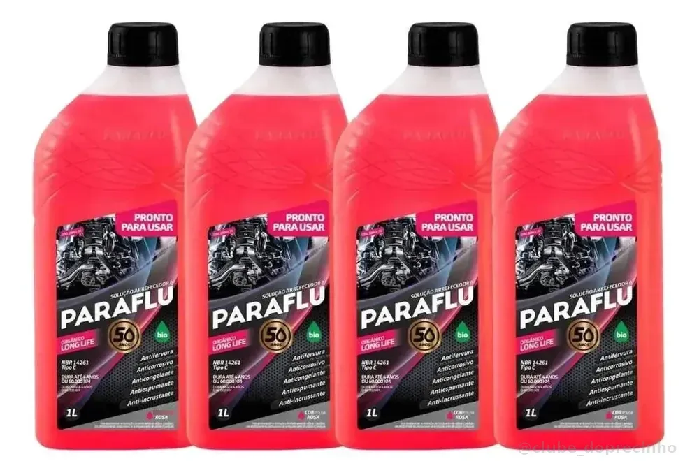 Kit 4 Unidades Aditivo Radiador Rosa Pronto Para Uso Paraflu Rosa