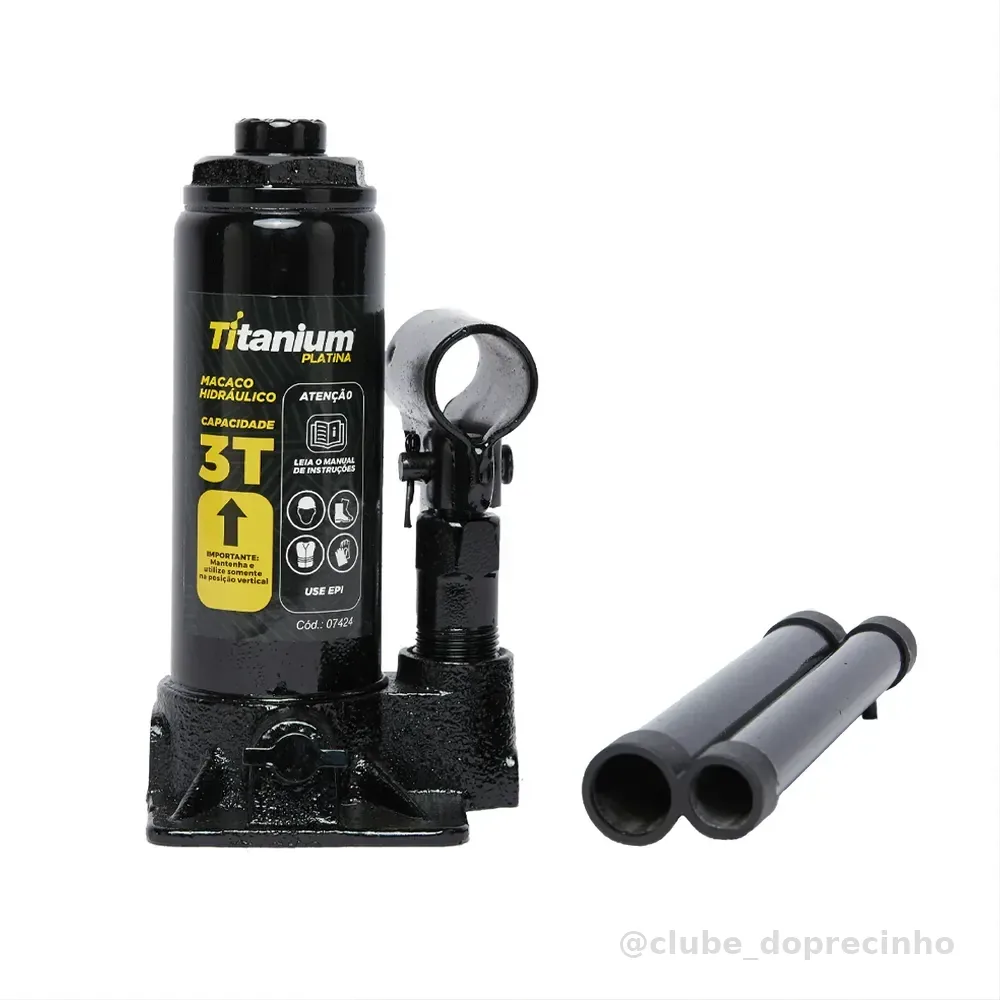 Macaco Hidráulico Garrafa 3 Toneladas Para Carro Titanium Platina
