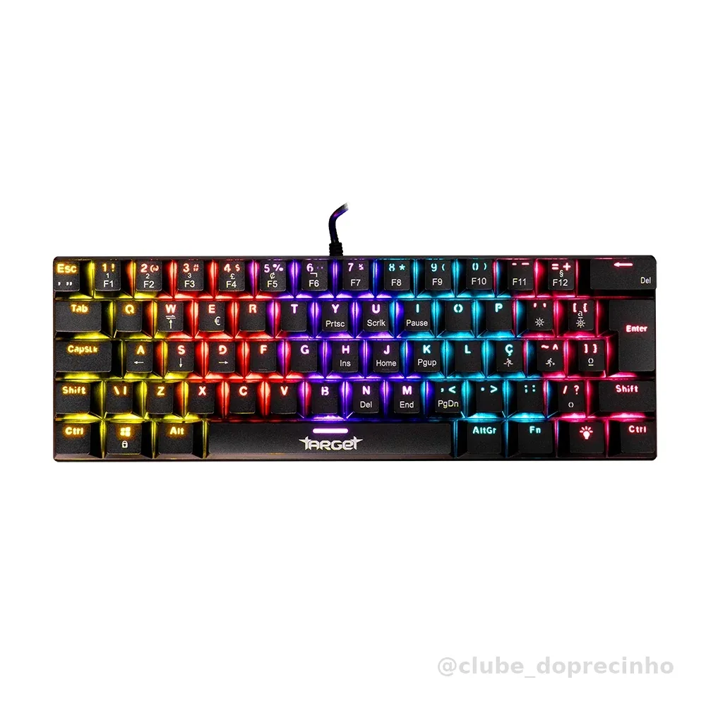 Teclado Mecanico TGT Sherman V3 C1, Rainbow, ABNT2, Switch Marrom, Preto, TGT-SHRC-BR01