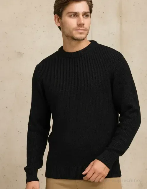 Suéter Blusa De Tricot Masculino Liso Blusa Lã Masculina