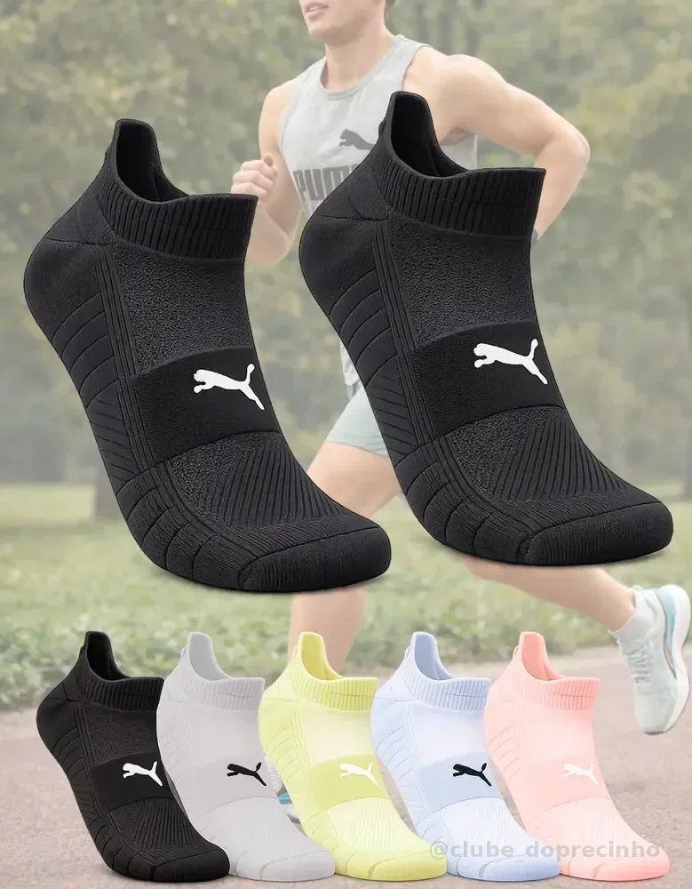 Meia Puma Poliamida Esportiva Corrida Dry Academia Soquete Preto M (34-39)