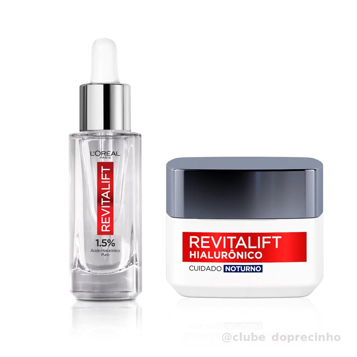 L'Oréal Paris Revitalift Hialurônico Kit Skincare Anti-Idade, com Sérum Preenchedor 30ml + Creme Facial Noturno, Ácido Hialurônico para Hidratação e Redução de Rugas 49g