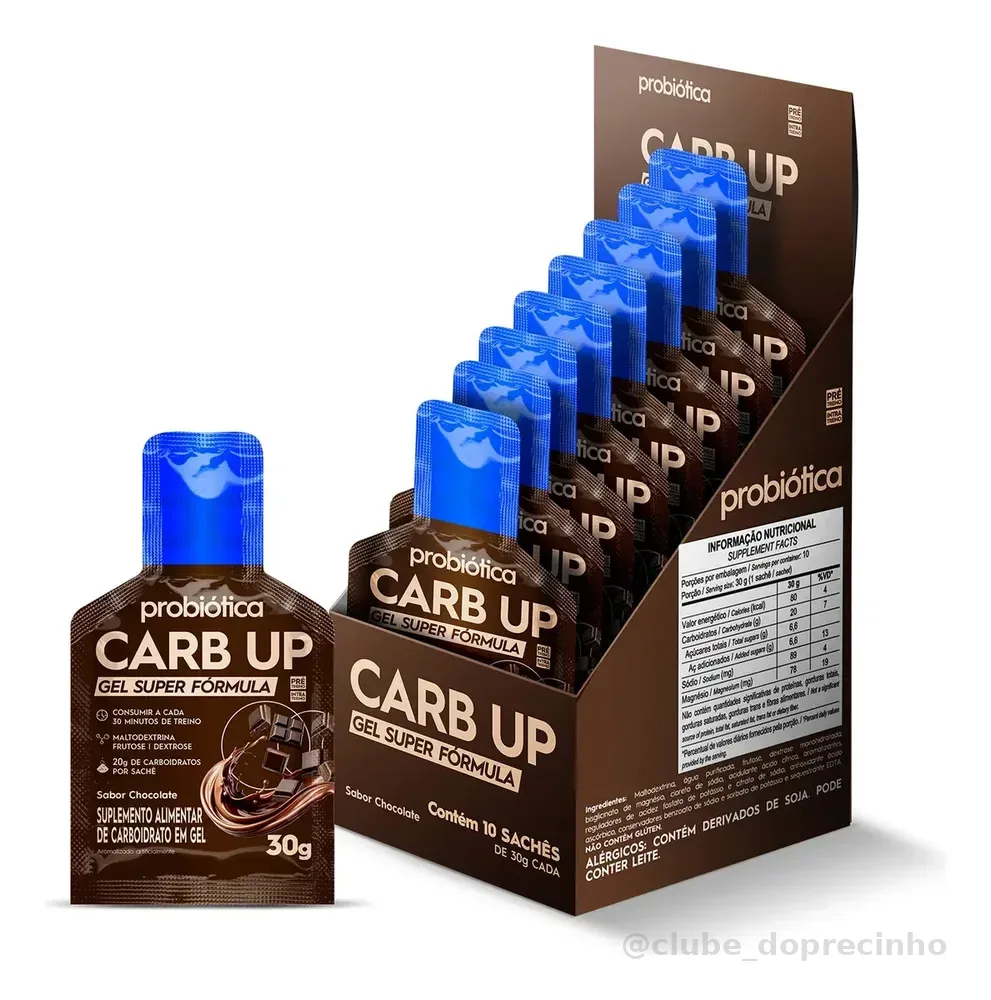 Suplemento em gel Probiótica Carb-up Gel Super Formula Carb-up Gel Super Formula sabor chocolate em envelope de 300g pacote x 10 u