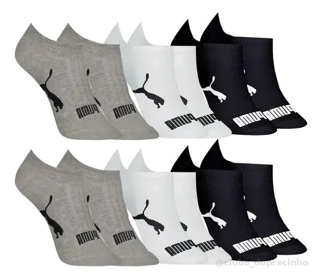 Kit 6 Pares Meias Invisível Puma Sapatilha Adulto Original